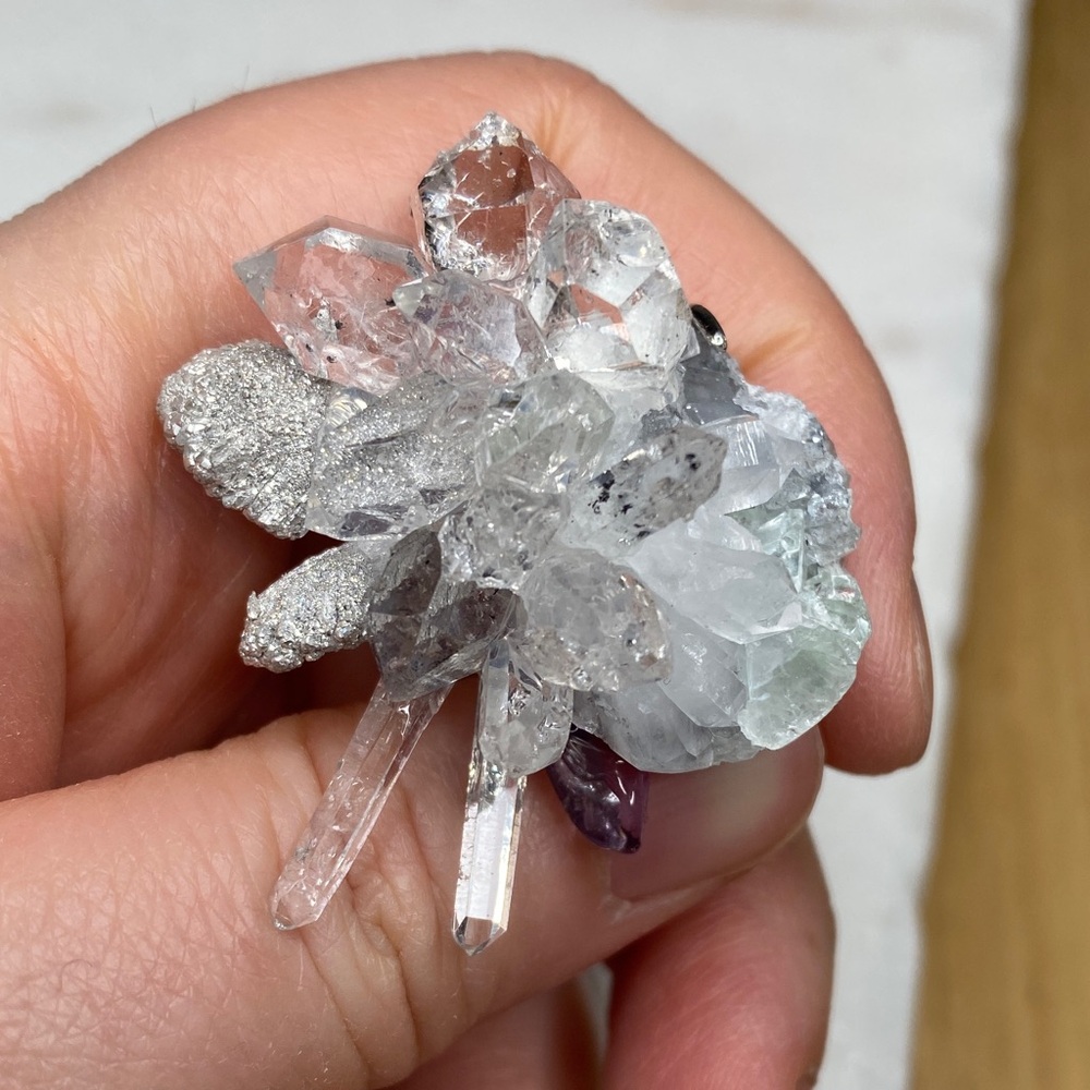 Clear Crystal Cluster Ring With Subtle Green And … - image 3